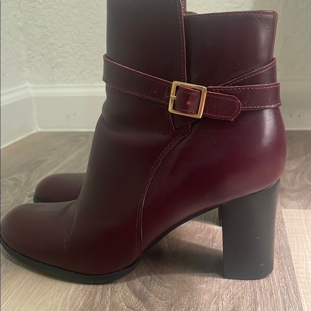 JONAK Burgundy Leather Ankle Boots 38